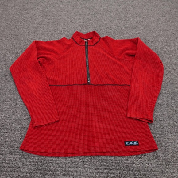 Melanzana Tops - Melanzana Pullover Womens Medium Red Grid Fleece 1/4 Zip Mock Neck Thermal Top